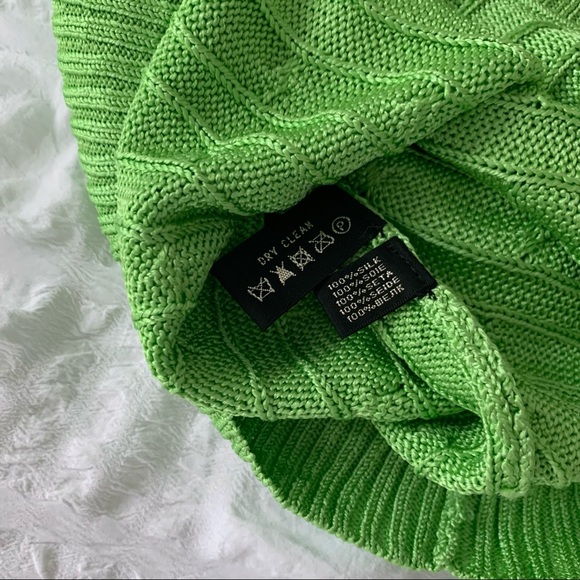 Ralph Lauren 100% Silk Sweater Lime Green - Picture 4 of 9